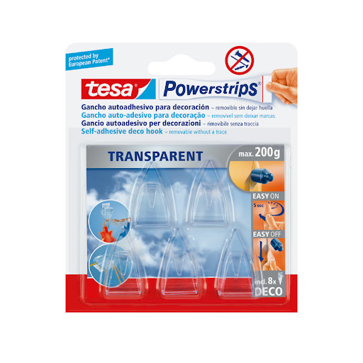 Gancho Autoadhesivo Tesa Decorativo Transparente x 5 und