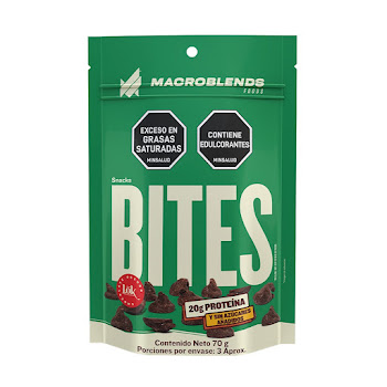 Bites De Proteína Macroblends Sabor Chocolate Oscuro Lök Bolsa x 70 gr  
