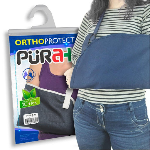 Cabestrillo Sencillo S-M Pura+ Unidad empacada en bolsa individual con gancho exhibidor. Producto unisex y ambidiestro x 1