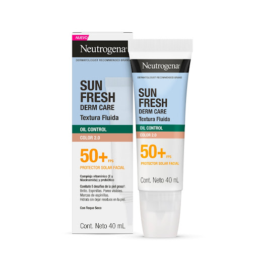 Protector Solar Facial Neutrogena Sun Fresh Derm Care Oil Control Fluido Con Color x 40 ml
