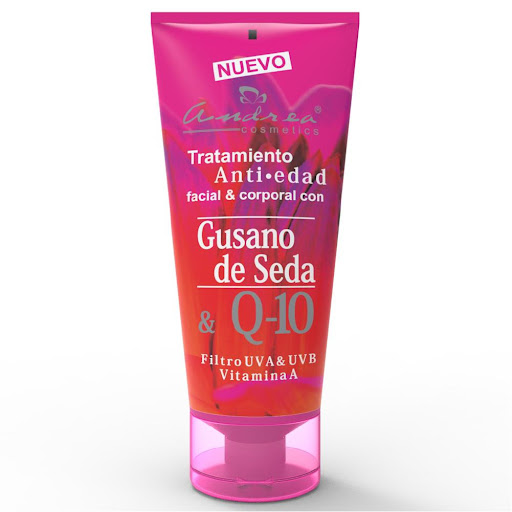 Antiedad Con Gusano De Seda Y Q10 ANDREA COSMETICS 200ML x 1 Contiene GUSANO DE SEDA: Aminoácidos de Seda, proteínas encargadas de nutrir la piel y protegerla de agresiones externas, además de producir un efecto suavizante e hidratante sobre ella).COENZIMA Q-10