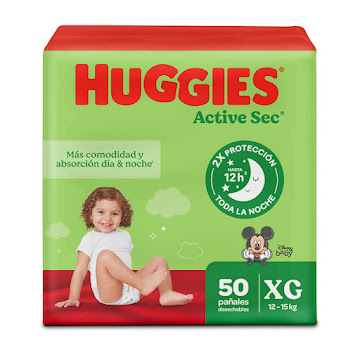 Pañales Huggies Active Sec Etapa 4/XG Paquete x 50 und  