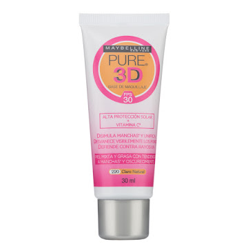 BASE MAYBELLINE MAQUILLAJE PURE 3D FPS30 CLARO NATURAL 220 X30ML         