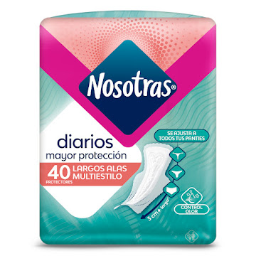 Protectores Diarios Nosotras Diarios Largos Alas Multiestilo Paquete x 40 und  