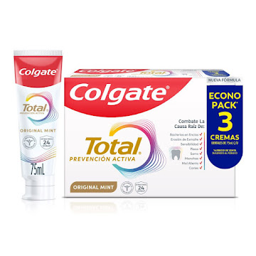 Crema Dental Colgate Total Original Mint Prevención Activa Caja x 3 und  