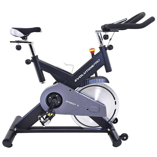 BICICLETA SPINNING EVOLUTION SPEEDY 4 EVOLUTION FITNESS Individual x 1 ĦConquista tus metas con la Spinning EVO SPEEDY 4! Equipada con un volante delantero de 20 Kg y un sistema de transmisión por correa con volante CNC, ofrece una experiencia de pedaleo suave y eficient