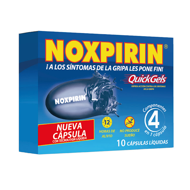 Noxpirin Quickgels Acetaminofén + Cetrizina + Fenilefrina 650/5/10mg/Caja x 10 Cápsulas  