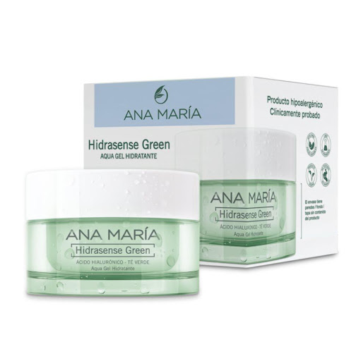 HIDRASENSE GREEN AQUA GEL HIDRATANTE ANA MARÍA X 50GR ANA MARIA POTE x 1 UND Booster hidratante en textura aqua gel, formulado con Ácido Hialurónico, Betaglucanos y Té Verde que actúan en sinergia para mantener la piel intensamente hidratada durante 24 horas. Su acción profund