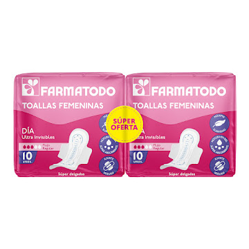 Oferta Toallas Femeninas Farmatodo Dia Invisible x 20 unds  