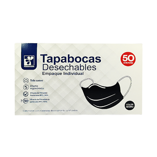 Tapabocas Farmatodo Negro Caja x 50 und