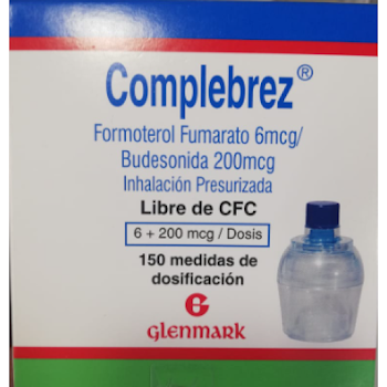 Complebrez Formoterol + Budesonida 6mcg/200mcg Glenmark Frasco x 150 Dosis  