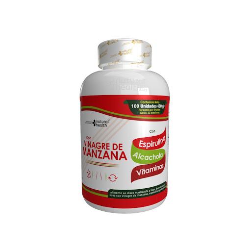 Vinagre de Manzana + Espirulina y Alcachofa – Control de Peso NATURAL HEALTH PASTILLERO x 1 Suplemento natural que apoya el metabolismo, contribuye al control del peso y favorece procesos detox. Ideal para complementar rutinas saludables.