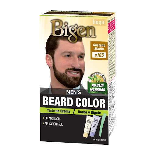 Tinte Bigen Mens Speedy  Castaño Medio B 105 Permanente, sin Amoniaco x 20 G c/u Bigen Caja x 1 Coloración para barba y bogote. rápida y permanente Fácil de usar, fácil de aplicar,NO irrita la piel la piel sensible del rostro,NO contiene amoniaco, NO deja olor,y NO escurre
