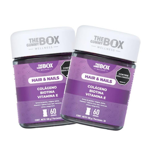 Colágeno y Biotina con Vitamina E en gomitas x2 THE GUMMY BOX TARRO X 60 GOMITAS x 2 Pack x2 Colágeno + Biotina – The Gummy Box tu dosis doble de belleza desde adentro en formato práctico y delicioso. Este pack incluye 2 tarros de gomitas funcionales con colágeno, biotina y vitamina E