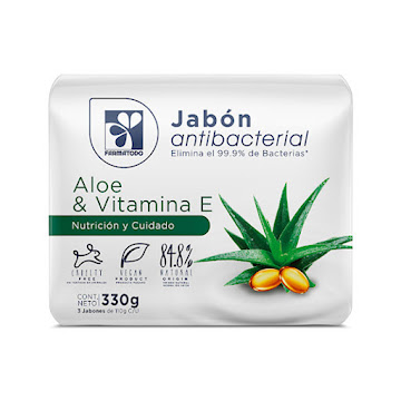 Jabón Farmatodo Antibacterial Aloe y Vitamina E Pack x 3 und x 110 gr  