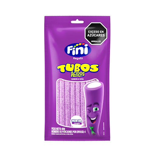 Dulces Fini Tubos Uva Ácidos Paquete x 80 gr