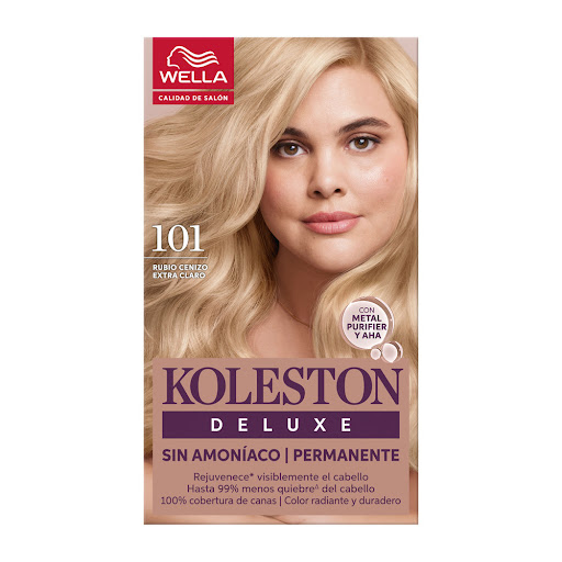 Kit Tinte Koleston Deluxe 101 Rubio Cenizo Extra Claro Permanente Sin Amoniaco Caja x 1 und