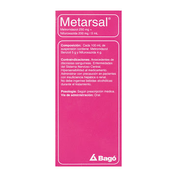 Metarsal Metronidazol + Nifuroxazida 250mg/200mg Bagó Frasco x 120 ml  