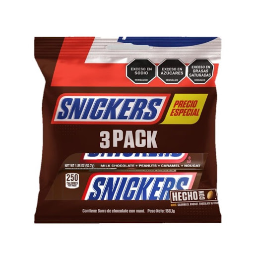 Chocolate Snickers Paquete x 3 und