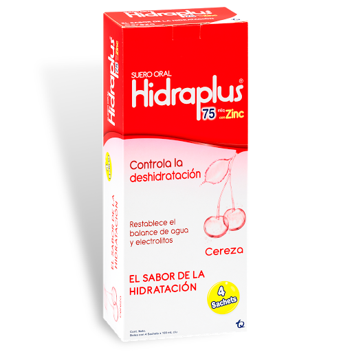 Hidraplus Suero Oral Deshidratación Sabor Cereza Tecnoquimicas Caja x 4 Sachets