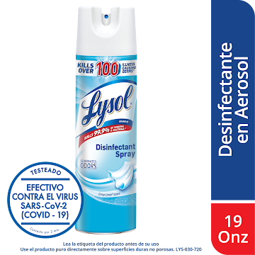 Spray Lysol   Desinfectante Eliminador de Olores Crisp Linen x 19OZ                  