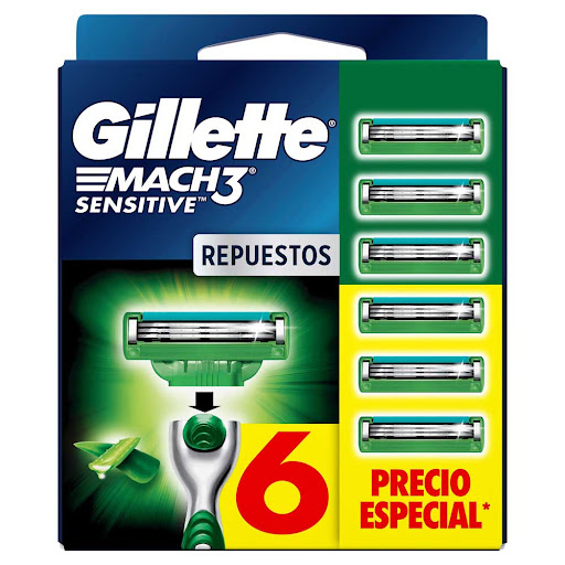 Repuestos para Cuchilla de Afeitar Gillette Mach 3 Sensitive Caja x 6 und