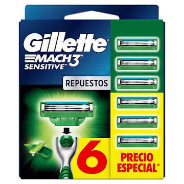 Repuestos para Cuchilla de Afeitar Gillette Mach 3 Sensitive Caja x 6 und  