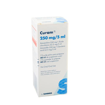 Curam 250/62.5mg Sus.   Frasco X60ml. San Amoxicilina Ácido Clavulánico  