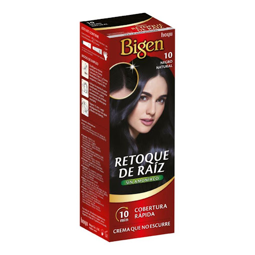Tinte Retoque de Raiz Bigen Ref 10 Negro Natural, sin amoniaco x 40 grs c/u Bigen Crema x 1 