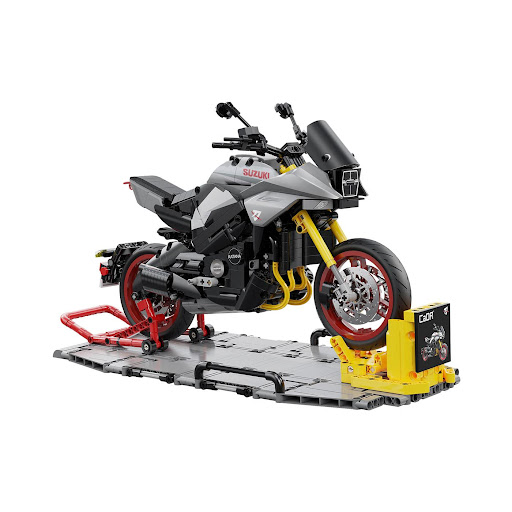 Bloques de Construcción CaDA Moto Suzuki Katana Sport Street Armable CaDA Caja x 1 - Modelo a escala 1:6 de la bicicleta deportiva de calle KATANA con intrincadas calcomanías de carrocería y marcas en el tablero.- Opciones de visualización versátiles: viene con dos juegos de soporte
