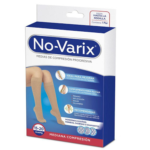 Media de compresión No-Varix mujer 15-20 mmHg  colors diseño rombo blanco XL No- Varix  x 1 Estas medias de uso casual, son juveniles con diseño de rombos. Además de una amplia variedad de colores para combinar con varias prendas. Las medias de mediana compresión 15-20 mmHg No-Varix son reco