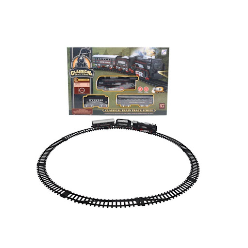 Pista Tren Classical Pilas Caja Plasticos Asociados  x 1 Es un juguete educativo y fascinante, fabricado en plástico resistente y seguro. Este set incluye una pista de tren con diseño clásico, luces y sonidos integrados, ideal para recrear escenarios de ave