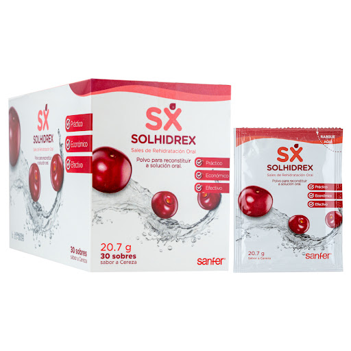 Solhidrex Sales de Rehidratación Oral Cereza Sanfer Sobre x 20.7 gr