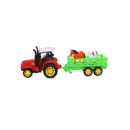 Tractor Friccion Con Animales Caja Plasticos Asociados  x 1 Es un juguete dinámico y educativo, elaborado en plástico resistente y seguro. Incluye un tractor con mecanismo de fricción y figuras de animales, ideal para recrear escenarios de granja y estimular l