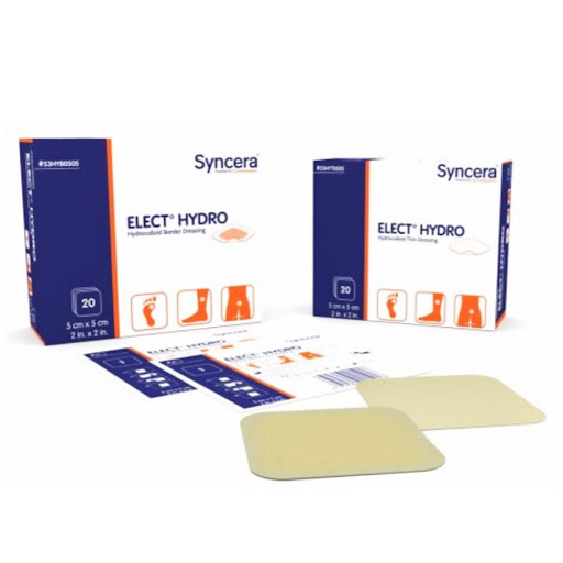 ELECT HYDRO BORDER 10X10 CM SMITH Smith & Nephew  x 1 Apósito hidrocoloide estéril, hipoalergénico y absorbente, diseñado para proporcionar un ambiente húmedo de cicatrización. Su capa autoadhesiva está recubierta con una película de poliuretano, lo que 