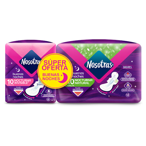 Toallas Higiénicas Nosotras Buenas Noches Rapisec x 10 und +Toallas Buenas Noches x 10 und