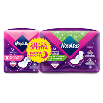 Toallas Higiénicas Nosotras Buenas Noches Rapisec x 10 und +Toallas Buenas Noches x 10 und  