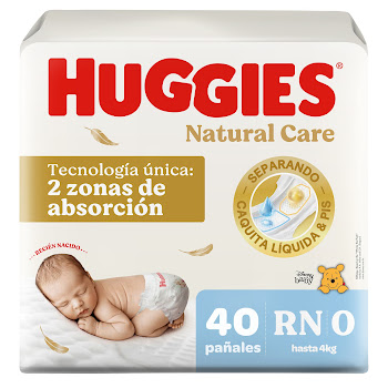 Pañal Huggies Natural Care Recién Nacido Paquete x 40 und  