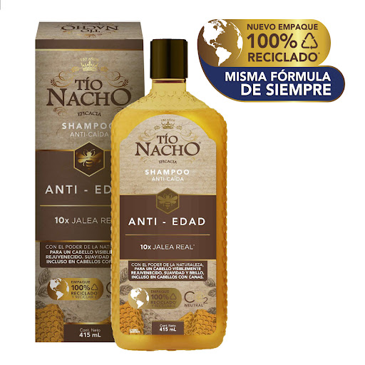 Shampoo Capilar Tío Nacho Antiedad Nutrición Brillo Jalea Real x 415 ml