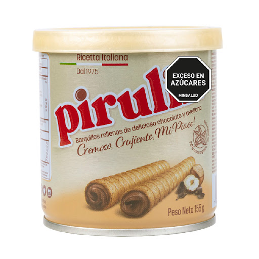 Barquillos Pirulin Rellenos De Chocolate Y Avellanas Lata x 155 gr
