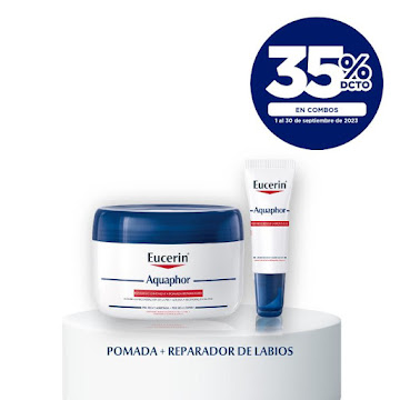 35% Combo Aquaphor Pote 110ml + Lip reparador de l  