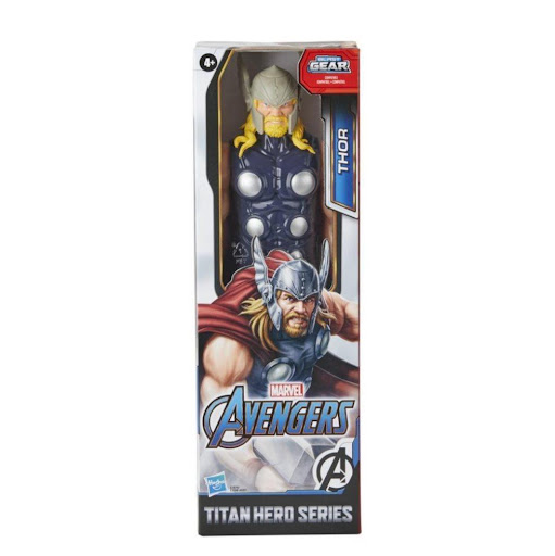 Avengers Titan Hero Figura De Accion Thor Hasbro Marvel  x 1 Está inspirada en el Universo Cinematográfico Marvel. Incluye puntos de articulación para recrear escenas de acción y es compatible con el lanzador Titan Hero Blast Gear (se vende por separado).