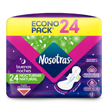 Toallas Higiénicas Nosotras Buenas Noches Tela Paquete x 24 und  