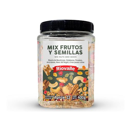 Frutos Secos Mix Frutos y Semillas Tarrina Riovalle Megamarket Tarrina x 1 Frutos Secos Mix Frutos y Semillas Tarrina RIOVALLE X 400 Gr, combinación balanceada de nueces y semillas seleccionadas. Ideal como snack o para complementar recetas saludables. Presentación práctica 