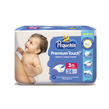 Pañales Pequeñin Premium Touch Etapa 3 x 34 und  
