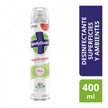 Desinfectante Superficies Y Ambientes Family Guard En Aerosol Fragancia Campestre Frasco x 400 ml  