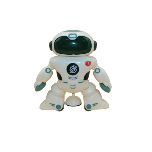 Robot Rotating Pilas Caja Plasticos Asociados  x 1 Es un juguete interactivo con un diseño moderno y divertido, fabricado en plástico resistente y seguro. Su mecanismo rotatorio permite que el robot realice movimientos giratorios, aportando dinamismo 