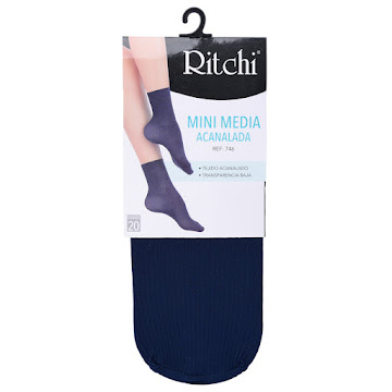 Medias Ritchi Mini Acanalada Lycra Única Azul Oscuro x 1 und  