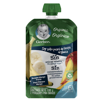 Compota Gerber Organic   Pure Platano Mango x 100 gr  