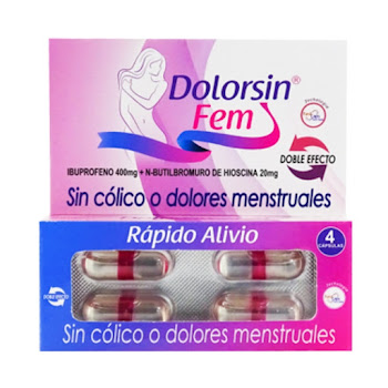 Dolorsin Fem Ibuprofeno + N-Butilbromuro de Hioscina 400mg/20mg Fracción x 4 Cápsulas  